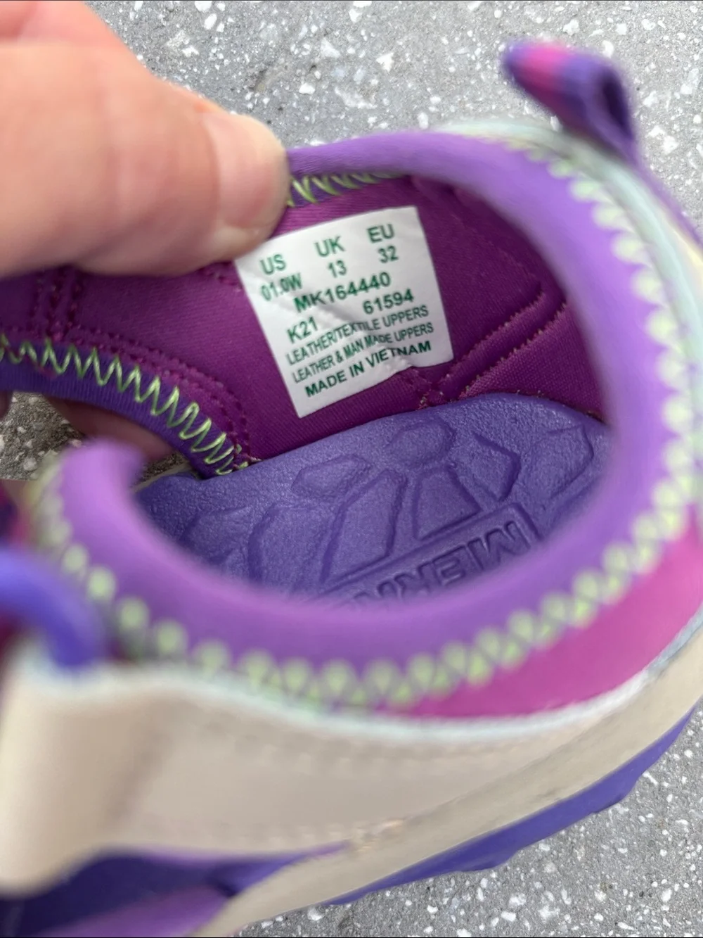 Merrell Kids Purple and Beige Water-Ready Sandal with Neon Accent